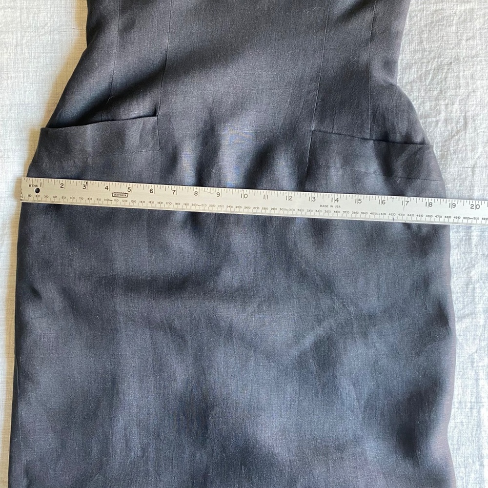 Vintage late 80's Donna Karan black label, black linen dress NEVER WORN Sz 8 - Picture 11 of 15